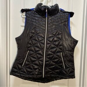 Tek Gear Diamond Quilted Puffer Vest Black Removable Hood Women's Size XXL